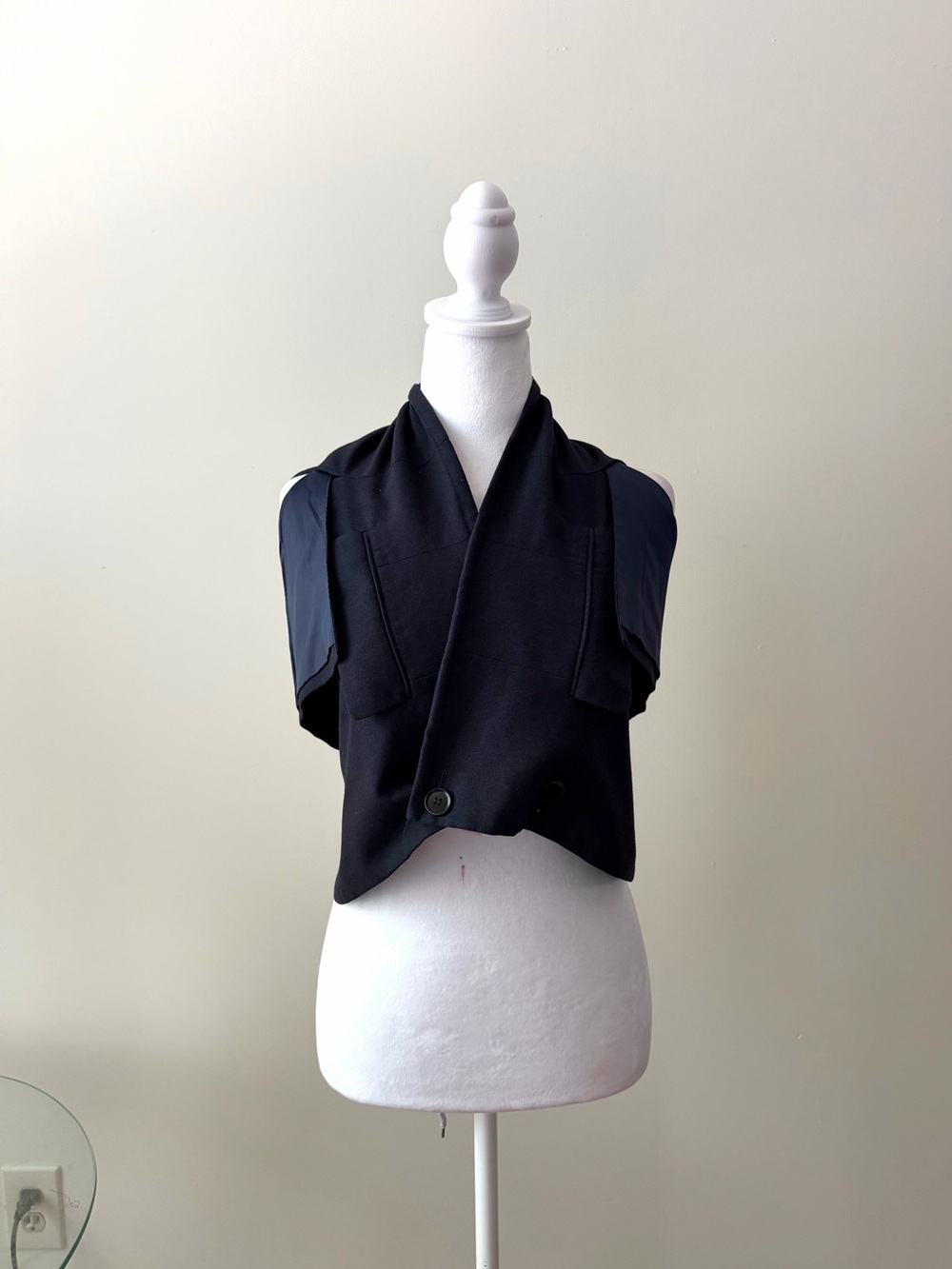 Backless Cropped Navy Blue Top (Reworked) - Picture 2 of 3